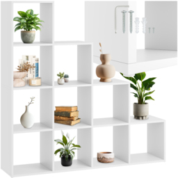 Tectake Talis 10 Shelf White Cube Bookshelf - Size: 130 x 130 x 29cm - Wilko - thumbnail 3