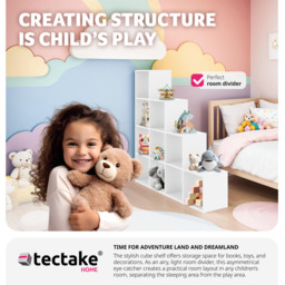 Tectake Talis 10 Shelf White Cube Bookshelf - Size: 130 x 130 x 29cm - Wilko - thumbnail 7