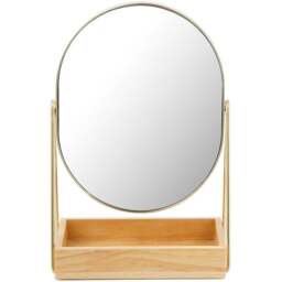 Wood Organiser Base Cosmetic Mirror Brown - Wilko