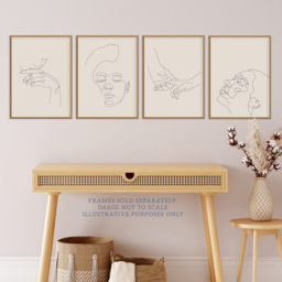 Wee Blue Coo Black and Cream Minimalist Line Drawing Faces Hands Wall Art Print 30 x 41cm 4 Pack - Size: 40.5 x 30.5 x 0.3cm - Wilko - thumbnail 3