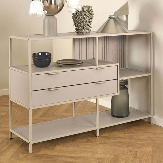 Florence Seaford 2 Drawer 3 Shelf Grey Display Unit - Size: 78 x 114 x 35cm - Furniture To Go - Wilko - image 1