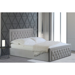 Mia King Size Grey Faux Brushed Velvet Ottoman Bed - Wilko - thumbnail 7