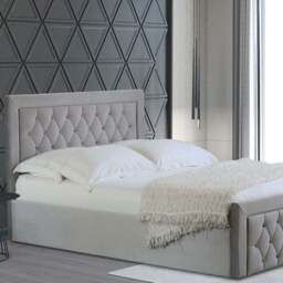 Mia King Size Grey Faux Brushed Velvet Ottoman Bed - Wilko