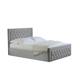 Mia King Size Grey Faux Brushed Velvet Ottoman Bed - Wilko - thumbnail 2