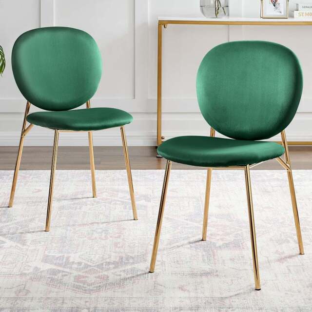 Furniturebox Holly Set of 2 Green and Gold Velvet Dining Chairs - Wilko - image 1