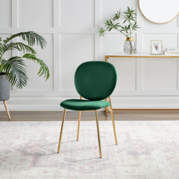 Furniturebox Holly Set of 2 Green and Gold Velvet Dining Chairs - Wilko - thumbnail 7