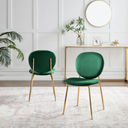 Furniturebox Holly Set of 2 Green and Gold Velvet Dining Chairs - Wilko - thumbnail 6