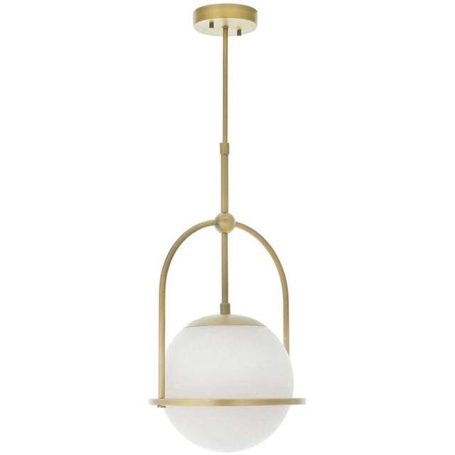 Merano Cosenza Antique Brass and Opal Glass Ceiling Light - Size: 27.5 x 27.5 x 86cm - Brown - Wilko - image 1