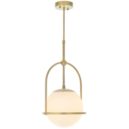 Merano Cosenza Antique Brass and Opal Glass Ceiling Light - Size: 27.5 x 27.5 x 86cm - Brown - Wilko - thumbnail 4