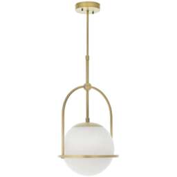 Merano Cosenza Antique Brass and Opal Glass Ceiling Light - Size: 27.5 x 27.5 x 86cm - Brown - Wilko