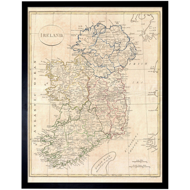 Wee Blue Coo Vintage 1799 Clement Cruttwell Ireland Map Framed Wall Art Print 30 x 41cm - Size: 43.3 x 33.3 x 1.5cm - Cream - Wilko - image 1