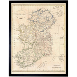 Wee Blue Coo Vintage 1799 Clement Cruttwell Ireland Map Framed Wall Art Print 30 x 41cm - Size: 43.3 x 33.3 x 1.5cm - Cream - Wilko - thumbnail 1