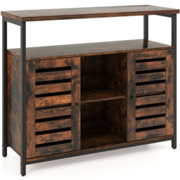 Costway 2 Door 3 Shelf Rustic Brown Sideboard - Size: 114 x 44 x 21cm - Wilko - thumbnail 3