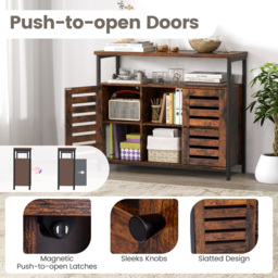 Costway 2 Door 3 Shelf Rustic Brown Sideboard - Size: 114 x 44 x 21cm - Wilko - thumbnail 6