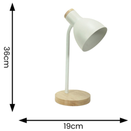 ValueLights Woody White Metal Dome Shade Wooden LED Desk Lamp - Wilko - thumbnail 5