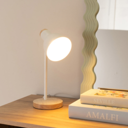 ValueLights Woody White Metal Dome Shade Wooden LED Desk Lamp - Wilko - thumbnail 3