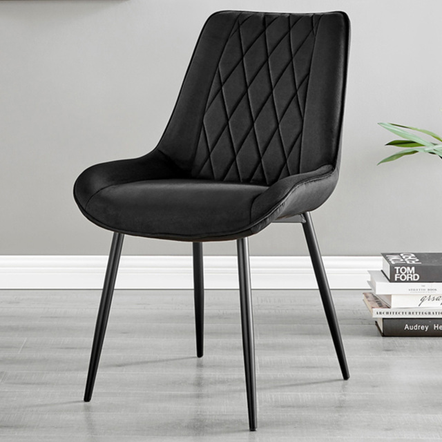Furniturebox Cesano Set of 2 Black Velvet Dining Chair - Wilko - image 1