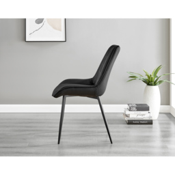Furniturebox Cesano Set of 2 Black Velvet Dining Chair - Wilko - thumbnail 5