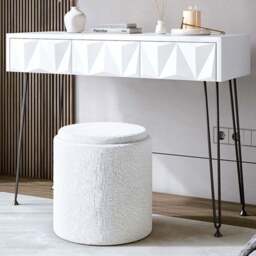 CARME Home Claudia White and Black Dressing Table - Size: 29 x 51.5 x 114cm - Wilko