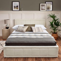 Home Treats King Size Boucle Plush Ottoman Storage Bed with Mattress - White - Wilko - thumbnail 7