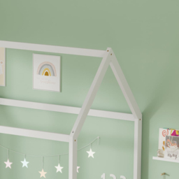 FurnitureHMD White Pine Wood House-Shaped Kids Bed Frame - Size: Single - Wilko - thumbnail 6