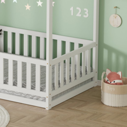 FurnitureHMD White Pine Wood House-Shaped Kids Bed Frame - Size: Single - Wilko - thumbnail 5