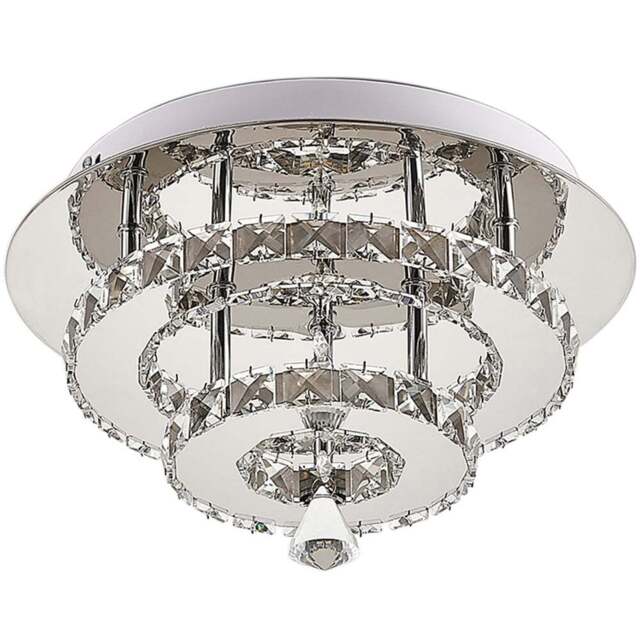 Living and Home 2 Tier Modern Crystal LED Ceiling Light - Size: 14 x 30 x 30cm - Clear - Wilko - image 1