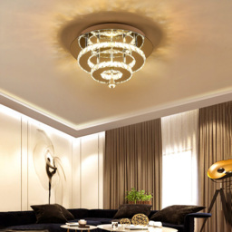 Living and Home 2 Tier Modern Crystal LED Ceiling Light - Size: 14 x 30 x 30cm - Clear - Wilko - thumbnail 3