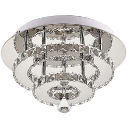 Living and Home 2 Tier Modern Crystal LED Ceiling Light - Size: 14 x 30 x 30cm - Clear - Wilko - thumbnail 1