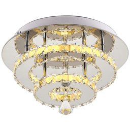 Living and Home 2 Tier Modern Crystal LED Ceiling Light - Size: 14 x 30 x 30cm - Clear - Wilko - thumbnail 4