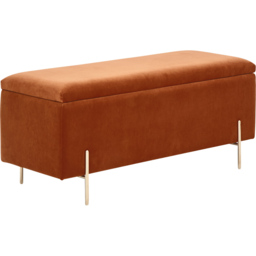 GFW Mystica Russet Velvet Ottoman Storage Bench - Size: 37 x 98 x 43cm - Brown - Wilko - thumbnail 3