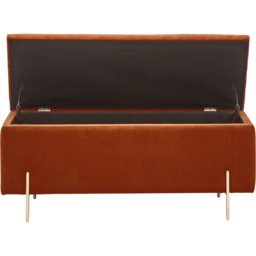 GFW Mystica Russet Velvet Ottoman Storage Bench - Size: 37 x 98 x 43cm - Brown - Wilko - thumbnail 4
