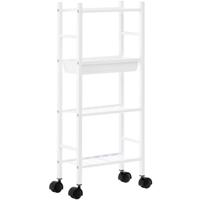 Dara 4-Tier White Trolley with Basket - Size: 4 Tier - Premier Housewares - Wilko - image 1