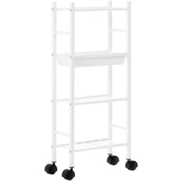 Dara 4-Tier White Trolley with Basket - Size: 4 Tier - Premier Housewares - Wilko - thumbnail 1