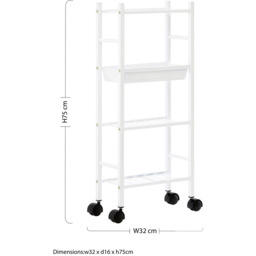 Dara 4-Tier White Trolley with Basket - Size: 4 Tier - Premier Housewares - Wilko - thumbnail 5