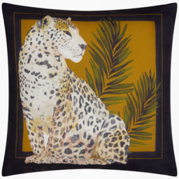 Paoletti Leopardis Black Cat Printed Polyester Filled Outdoor Cushion 50 x 50cm - Wilko