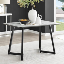 Furniturebox Copeland Valera Marble Effect 4 Seater Dining Set White Grey and Chrome - Wilko - thumbnail 3