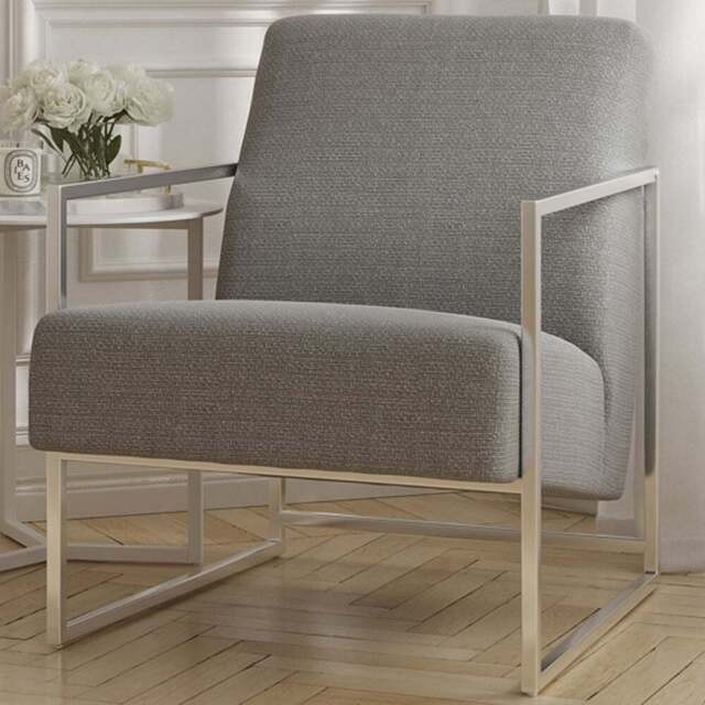 Ritz Dove Grey and Silver Accent Chair - Size: Single - LPD Home - Wilko - image 1