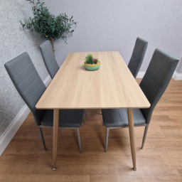 Kosy Koala 4 Seater Faux Leather Dining Set Grey - Beige - Wilko - thumbnail 7