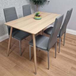 Kosy Koala 4 Seater Faux Leather Dining Set Grey - Beige - Wilko
