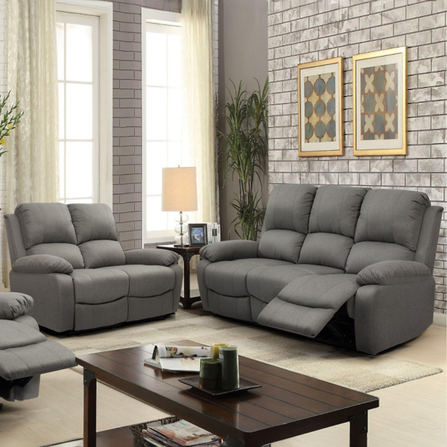 Brooklyn 5 Seater Light Grey Luxury Linen Recliner Sofa Set - Wilko - image 1