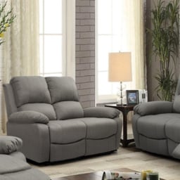 Brooklyn 5 Seater Light Grey Luxury Linen Recliner Sofa Set - Wilko - thumbnail 3