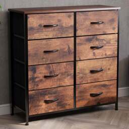 Vida Designs Chorley 8 Drawer Rustic Brown Fabric Chest of Drawer - Wilko - thumbnail 1