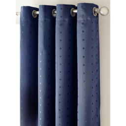 Alan Symonds Madison Navy Ring Top Curtain 229 x 229cm - Size: W 229 x D 229cm - Blue - Wilko - thumbnail 3