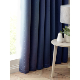 Alan Symonds Madison Navy Ring Top Curtain 229 x 229cm - Size: W 229 x D 229cm - Blue - Wilko - thumbnail 4