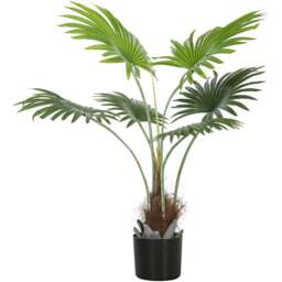 HOMCOM Palm Tree Artificial Plant Pot 94cm - Size: 23 x 23 x 118cm - Green - Wilko - thumbnail 1