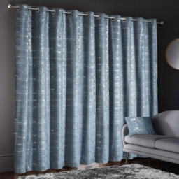 Intimates Warwick Blue Metallic Velvet Eyelet Curtains 168 x 183cm - Size: W 168 x D 183cm - Wilko - thumbnail 3