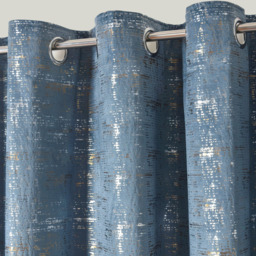 Intimates Warwick Blue Metallic Velvet Eyelet Curtains 168 x 183cm - Size: W 168 x D 183cm - Wilko - thumbnail 4