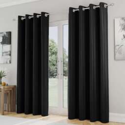 Enhanced Living Supersoft Black Blackout Eyelet Thermal Curtains 168 x 183cm - Wilko