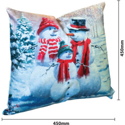 Xmas Haus Festive Family Snowman Christmas Cushion 45 x 45cm - Size: 450 x 450 x 150cm - White - Wilko - thumbnail 5